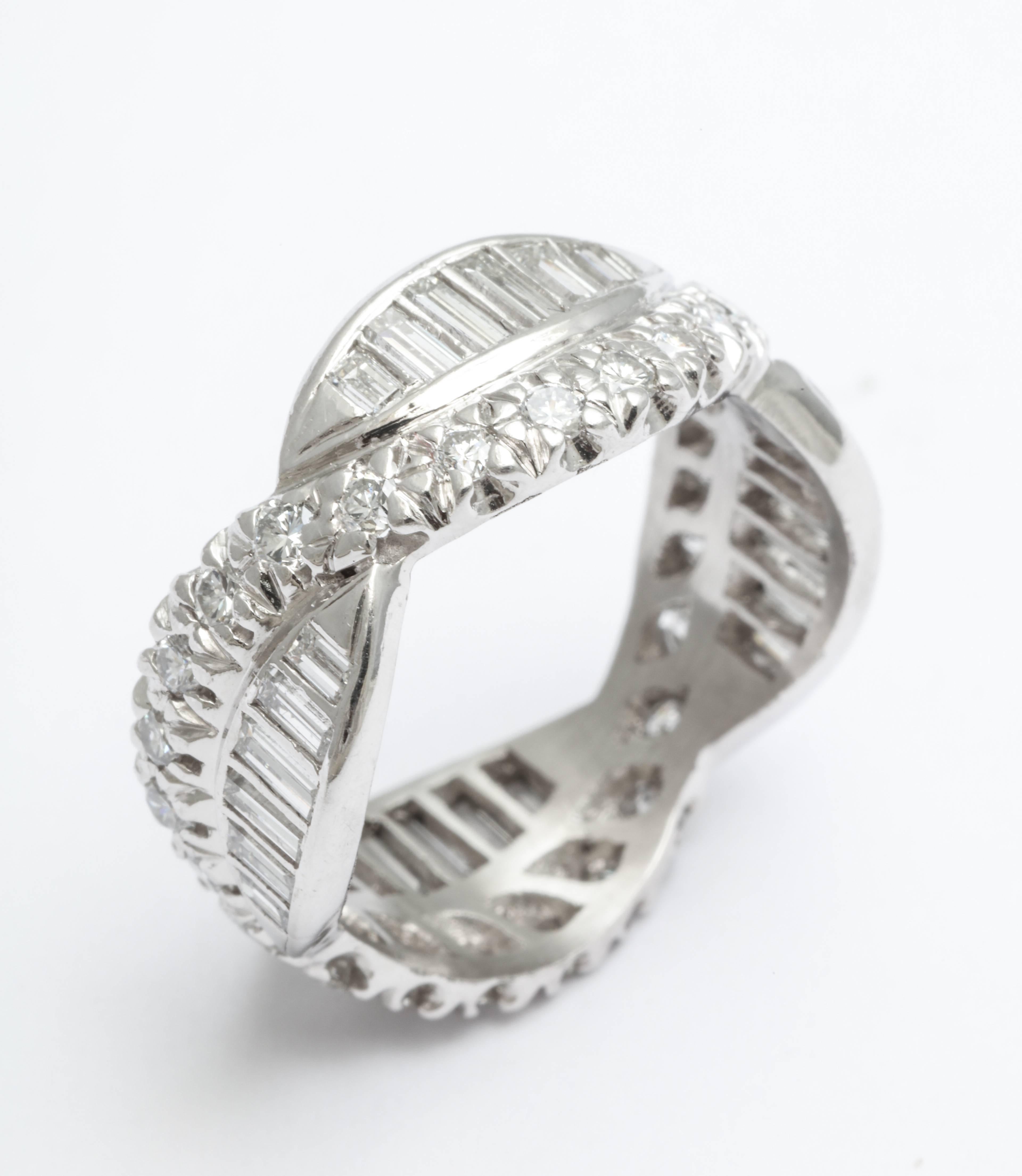 Art Deco Diamond and Platinum Eternity Band In Excellent Condition In New York, NY