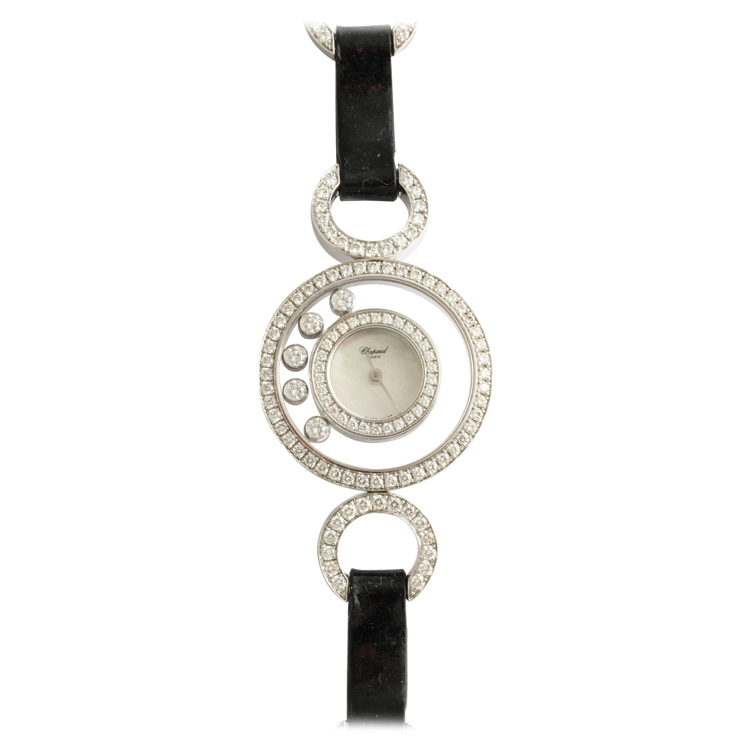 Chopard Floating Diamond and White Gold Ladies Watch