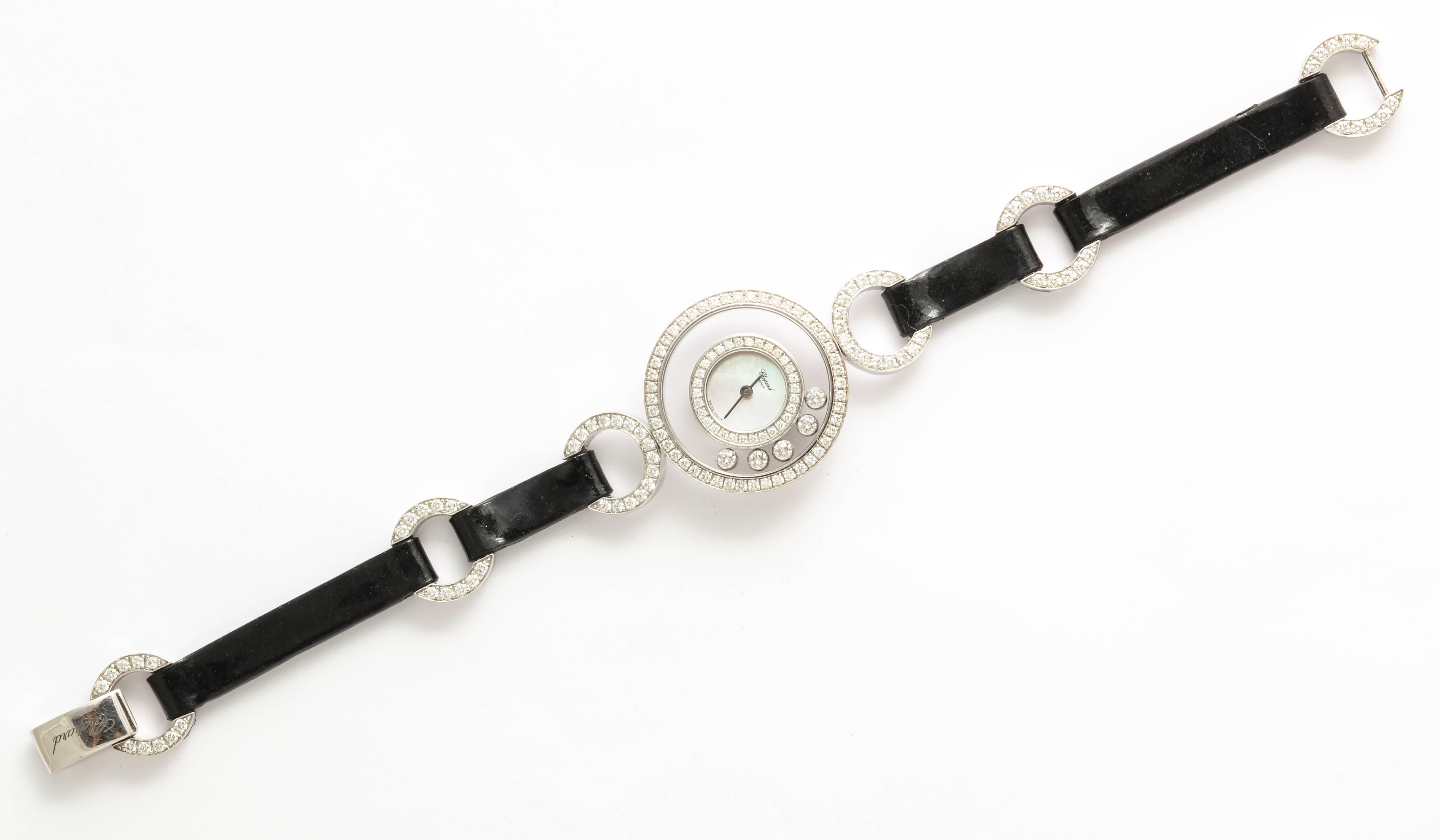 Art Deco Chopard Floating Diamond and White Gold Ladies Watch