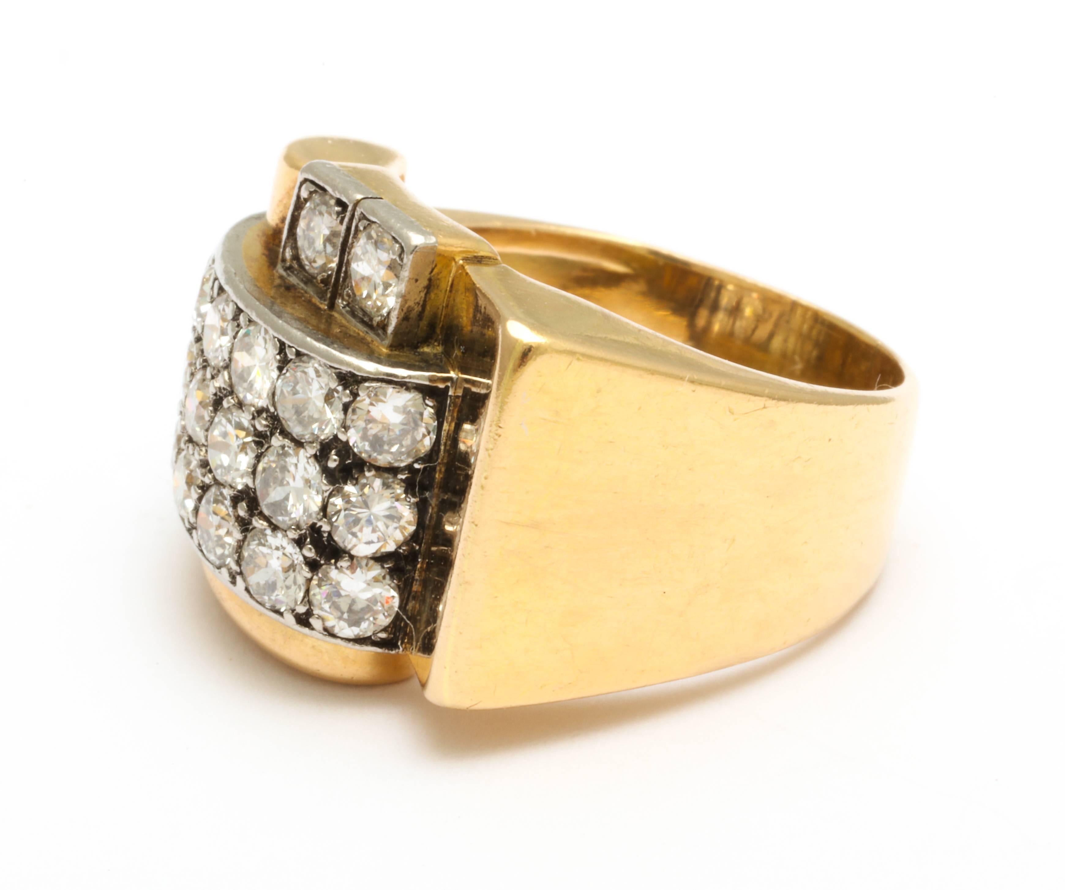 Women's  French Retro  Classic Design Gold and Diamond Ring