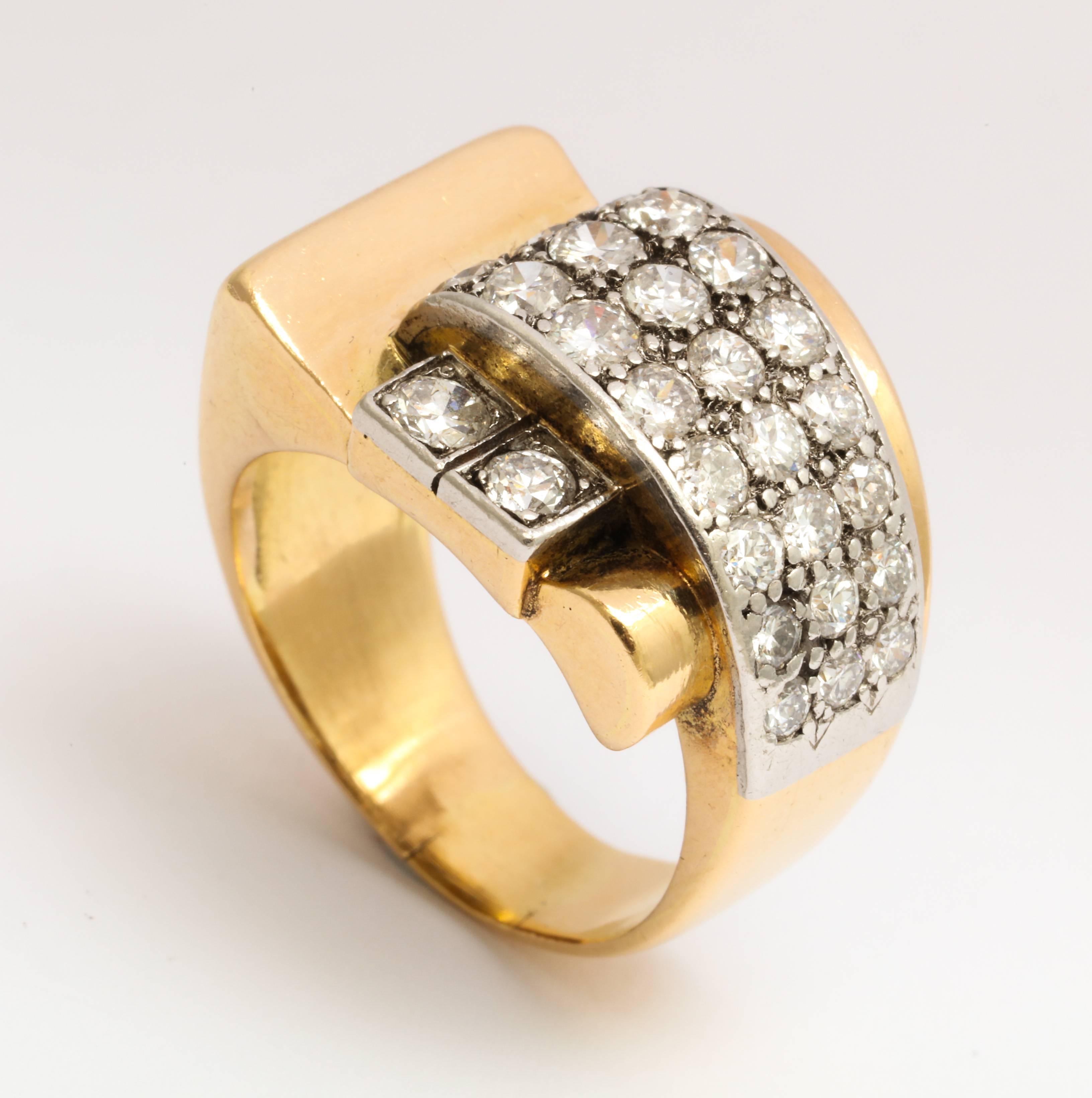  French Retro  Classic Design Gold and Diamond Ring 2