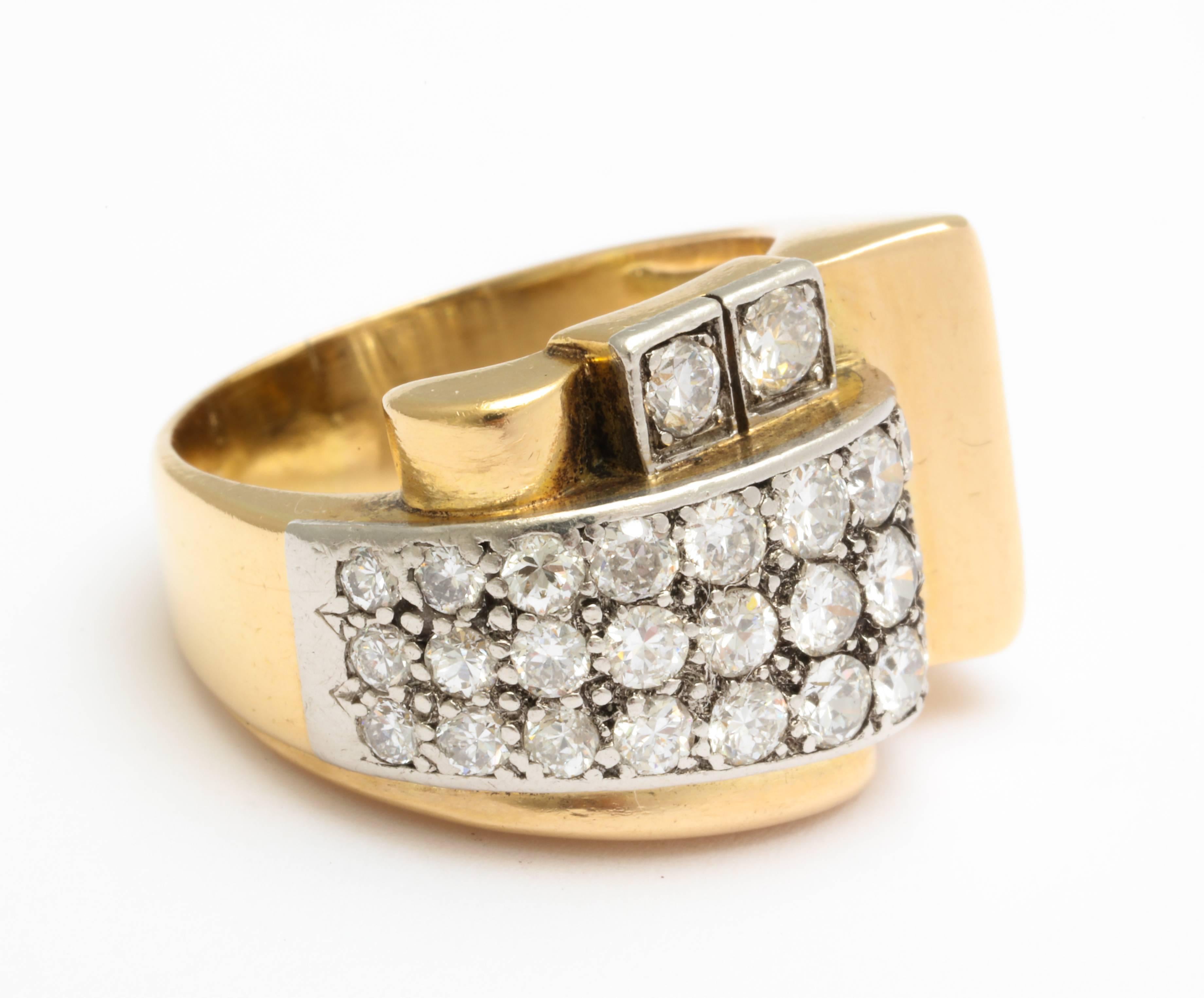  French Retro  Classic Design Gold and Diamond Ring 1