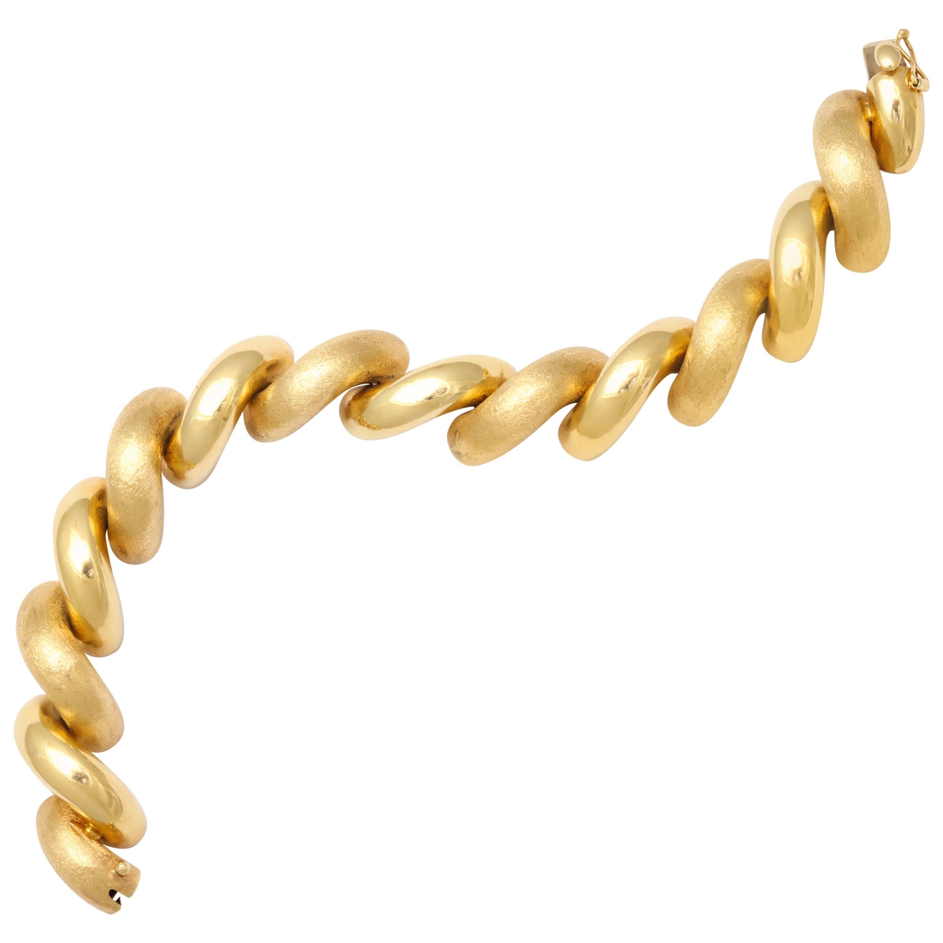 'San Marco' Two-Tone Brushed Gold Bracelet