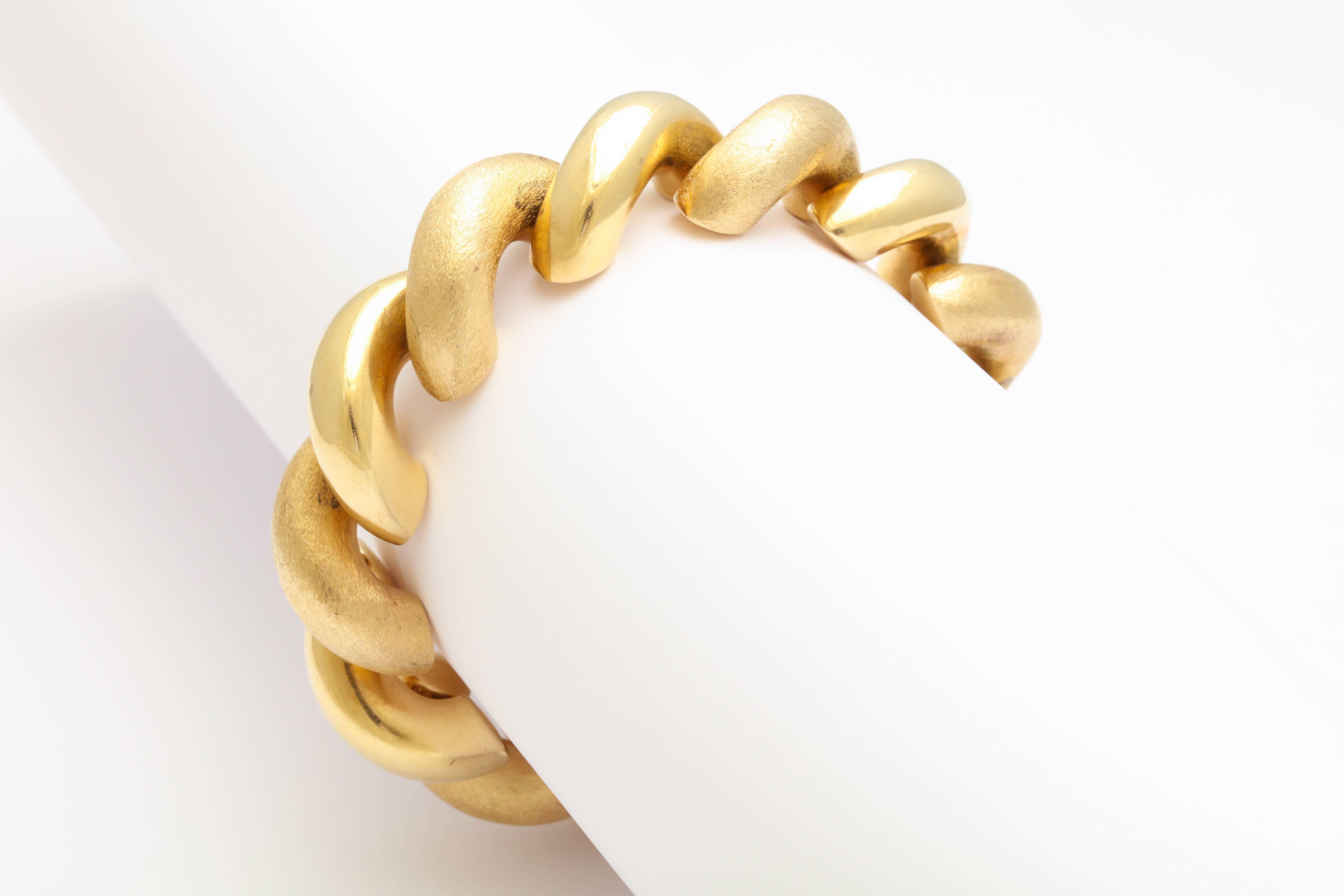 'San Marco' Two-Tone Brushed Gold Bracelet In Excellent Condition In New York, NY