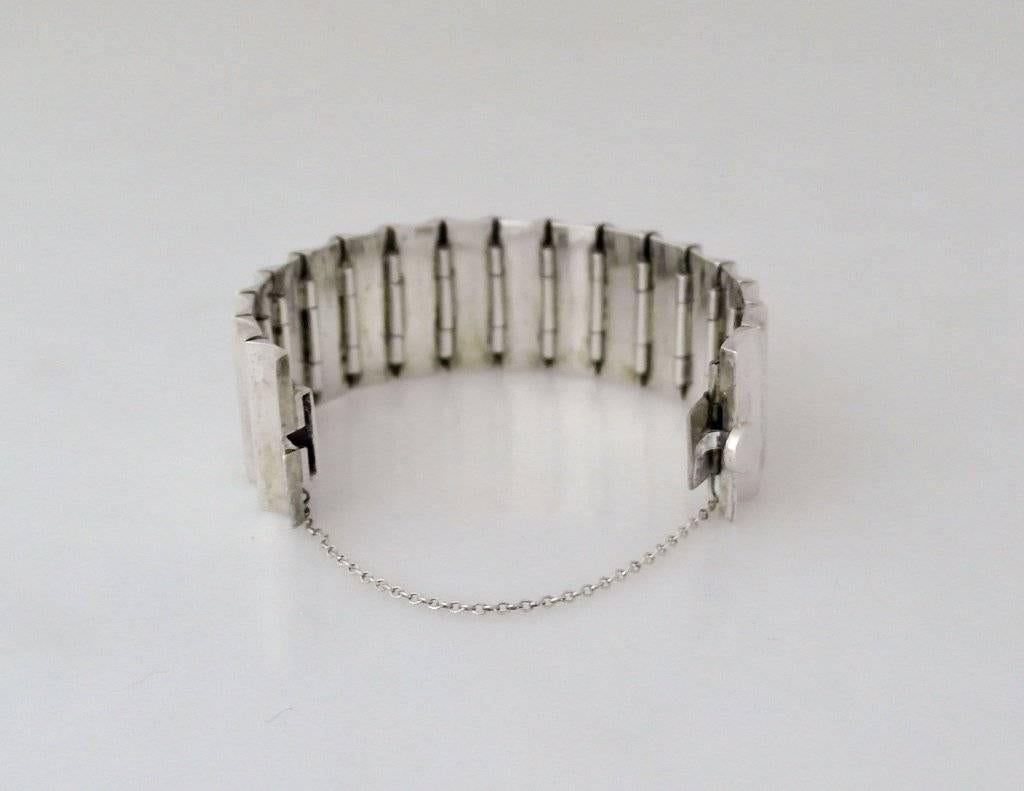 Women's or Men's Antonio Pineda Taxco Sterling Silver Modernist Concave Bracelet