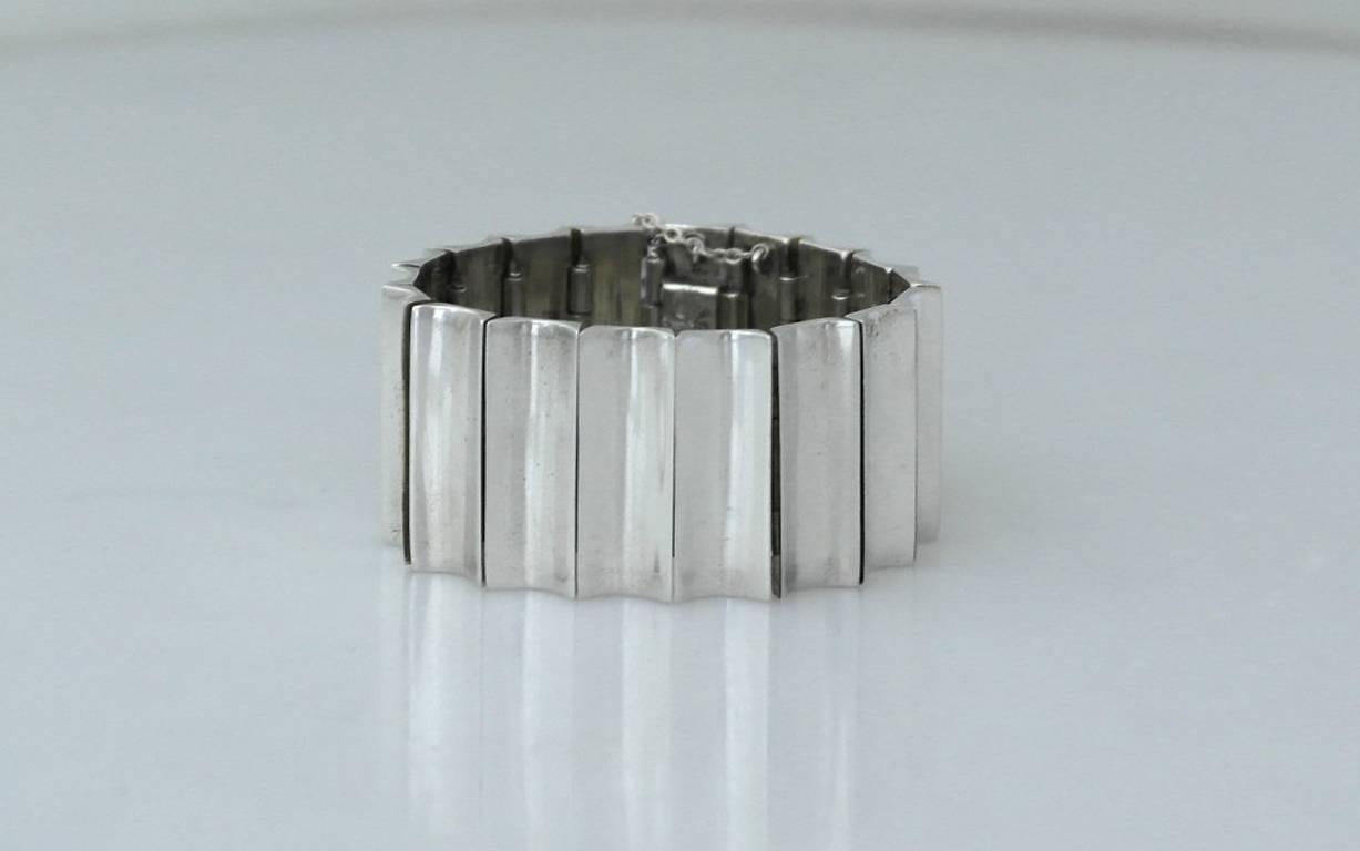 Antonio Pineda Taxco Sterling Silver Modernist Concave Bracelet 1