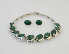 Antonio Pineda Chrysoprase Sterling Silver Necklace Earrings Set