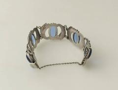 Los Castillo Sterling Silver & Blue Glass Necklace Bracelet Set