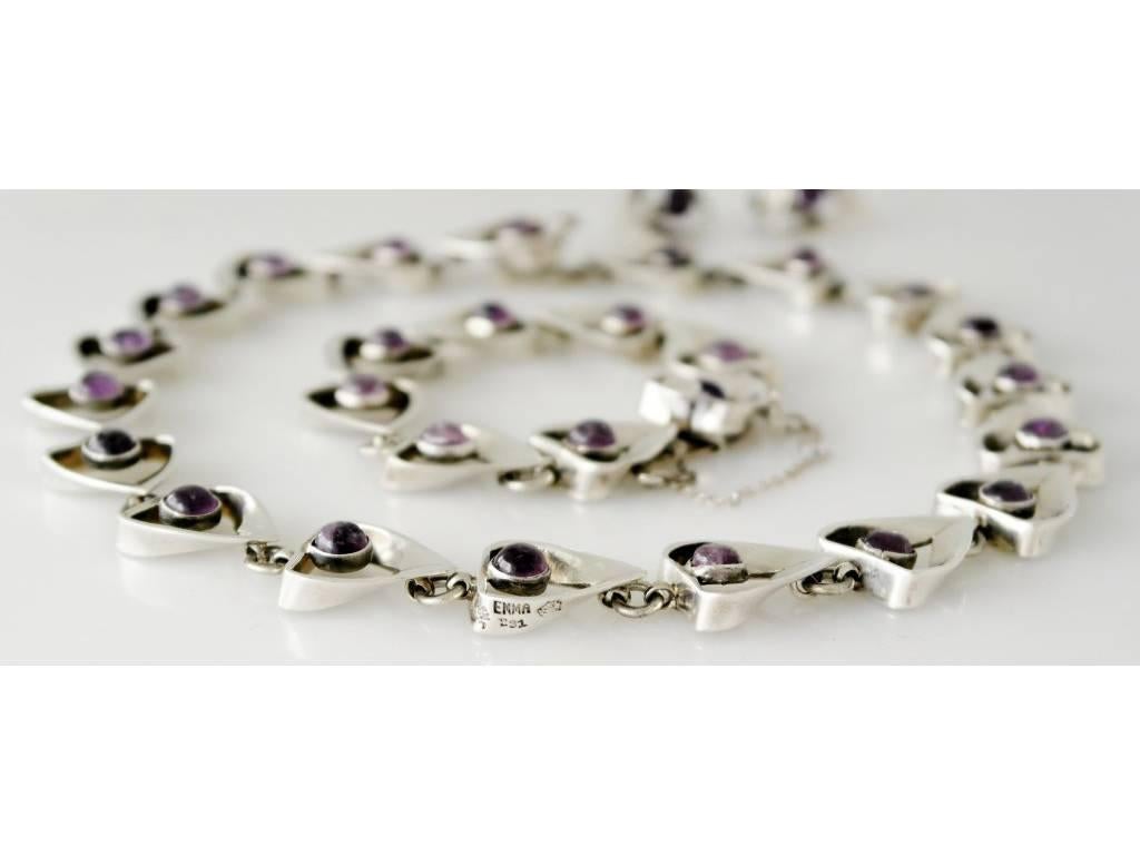 Emma Melendez Taxco Sterling Silver & Amethyst Parure 1960 For Sale 1