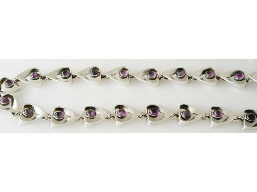 Emma Melendez Taxco Sterling Silver & Amethyst Parure 1960 For Sale 2