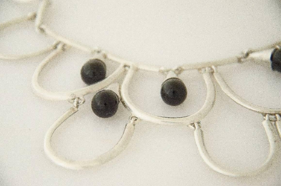 Women's Antonio Pineda Onyx Sterling Silver Necklace 1960 For Sale