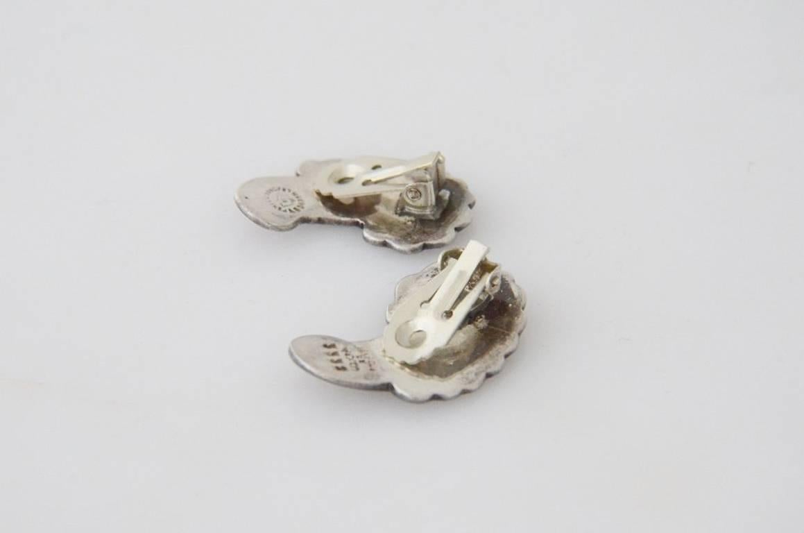Women's or Men's Margot de Taxco Sterling Silver Enamel Necklace and Earrings For Sale