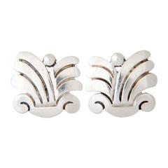 Hector Aguilar Sterling Silver Earrings 1940 Vintage Hector Aguilar Sterling Silver Earrings 1940
