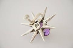 Salvador Teran Amethyst Sterling Silver Rare Starburst Motif Earrings