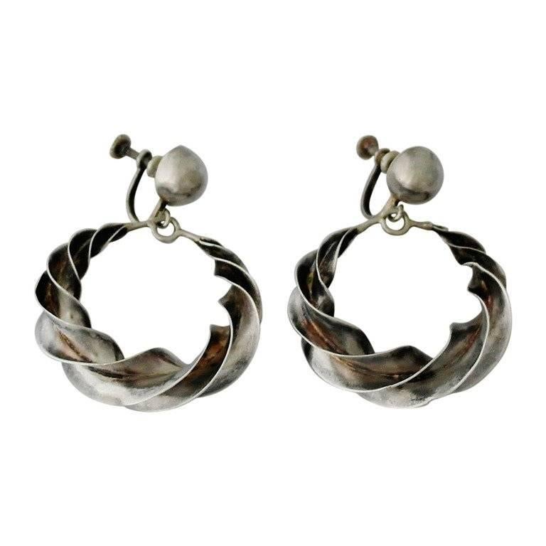 William Spratling Sterling Silver Earrings For Sale