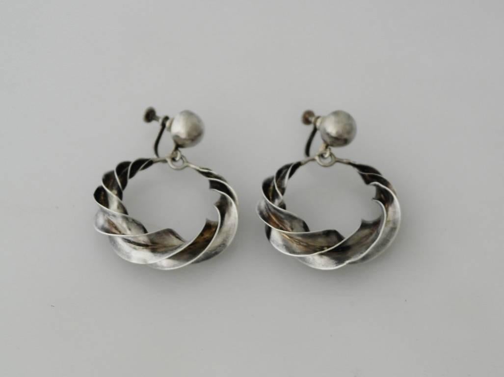 William Spratling Sterling Silver Earrings For Sale 1