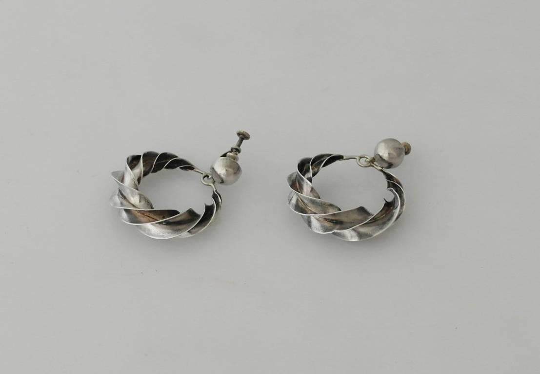 William Spratling Sterling Silver Earrings For Sale 4