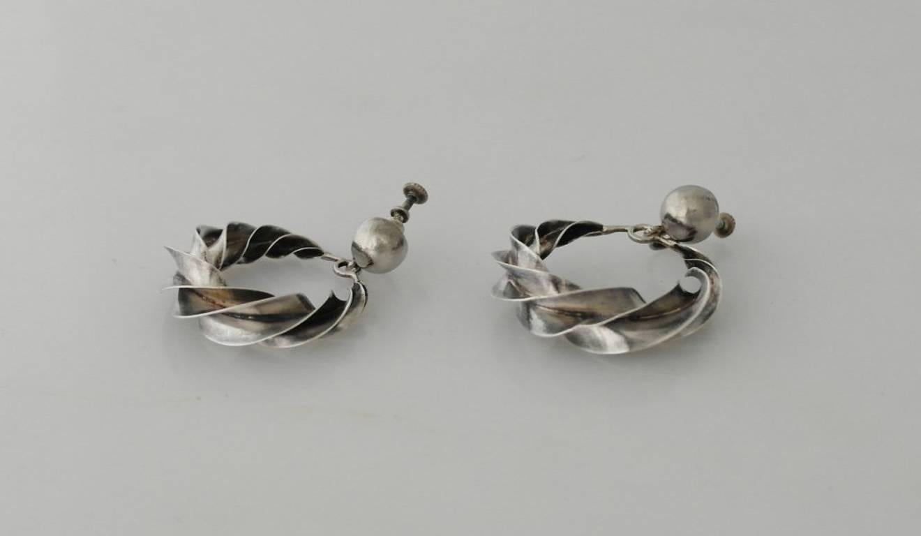 William Spratling Sterling Silver Earrings For Sale 2