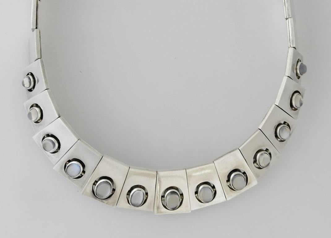Moonstone .970 Silver Choker Necklace For Sale 2