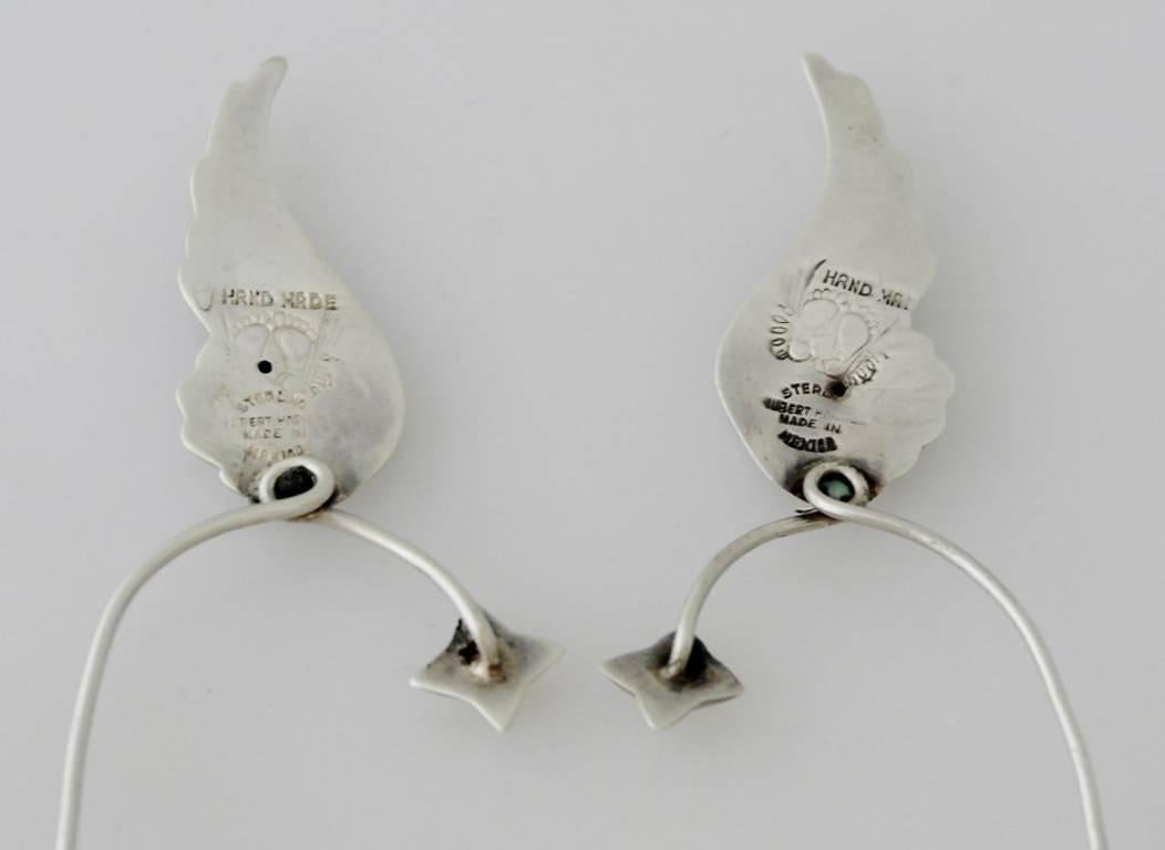 Women's Hubert Harmon Taxco Sterling Silver Wings and Stars Wrap Around Earrings For Sale