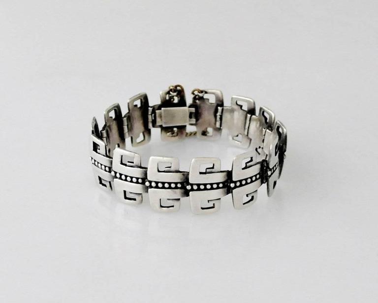 Margot De Taxco Sterling Silver Bracelet Double Greek Key Motif For Being Offered Is A Circa 1955 Bracelet By Margot De Taxco Of Mexico