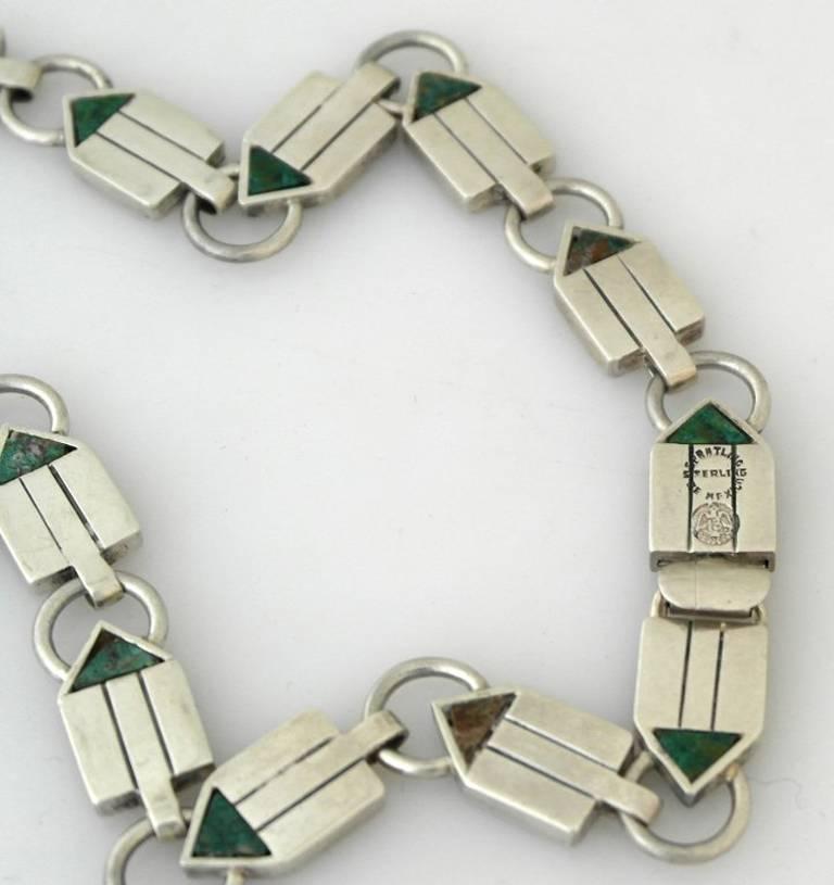 RARE MUSEUM QUALITY Spratling Azur Malachite Sterling Silver Necklace 1950 For Sale 2