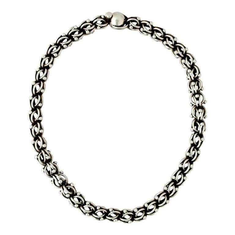 Antonio Pineda .970 Silver Modernist Necklace For Sale