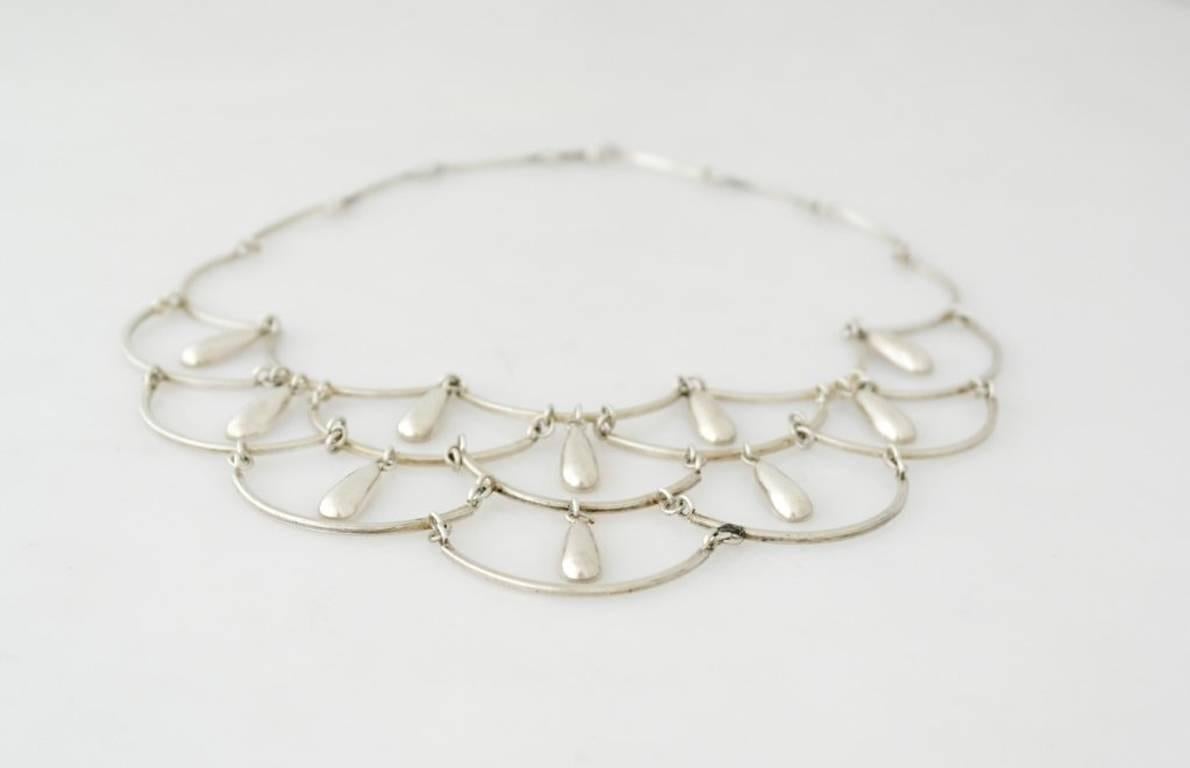 Antonio Pineda .980 Silver Modernist Necklace For Sale 2