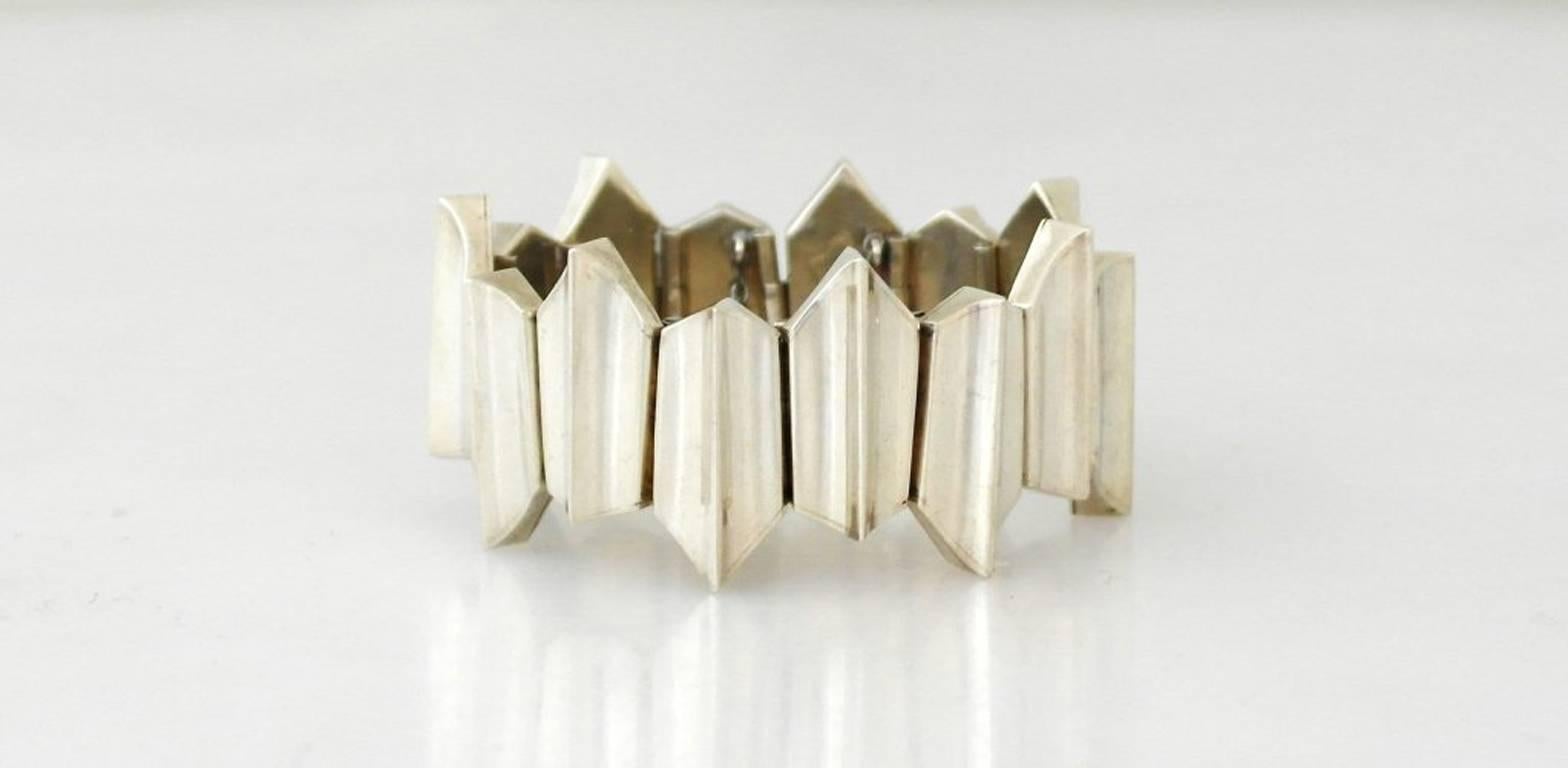 Antonio Pineda .970 Silver Modernist Bracelet For Sale 1