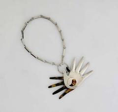 William Spratling Sterling Silver Shell Crossed Hands Necklace 1951