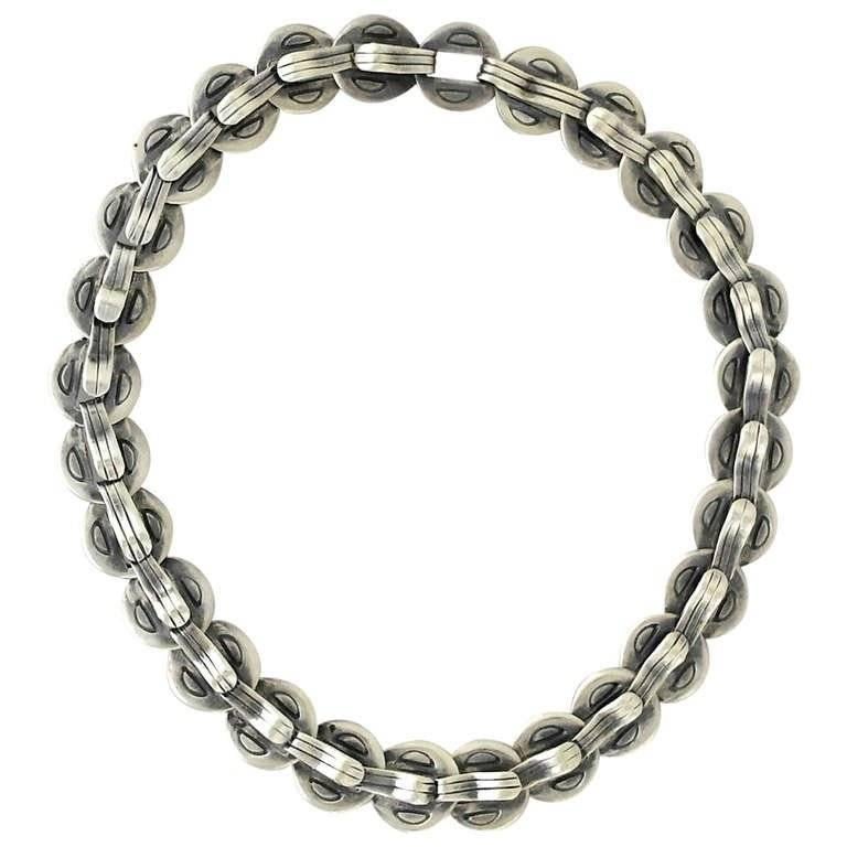 Hector Aguilar Taxco .940 Silver Necklace For Sale