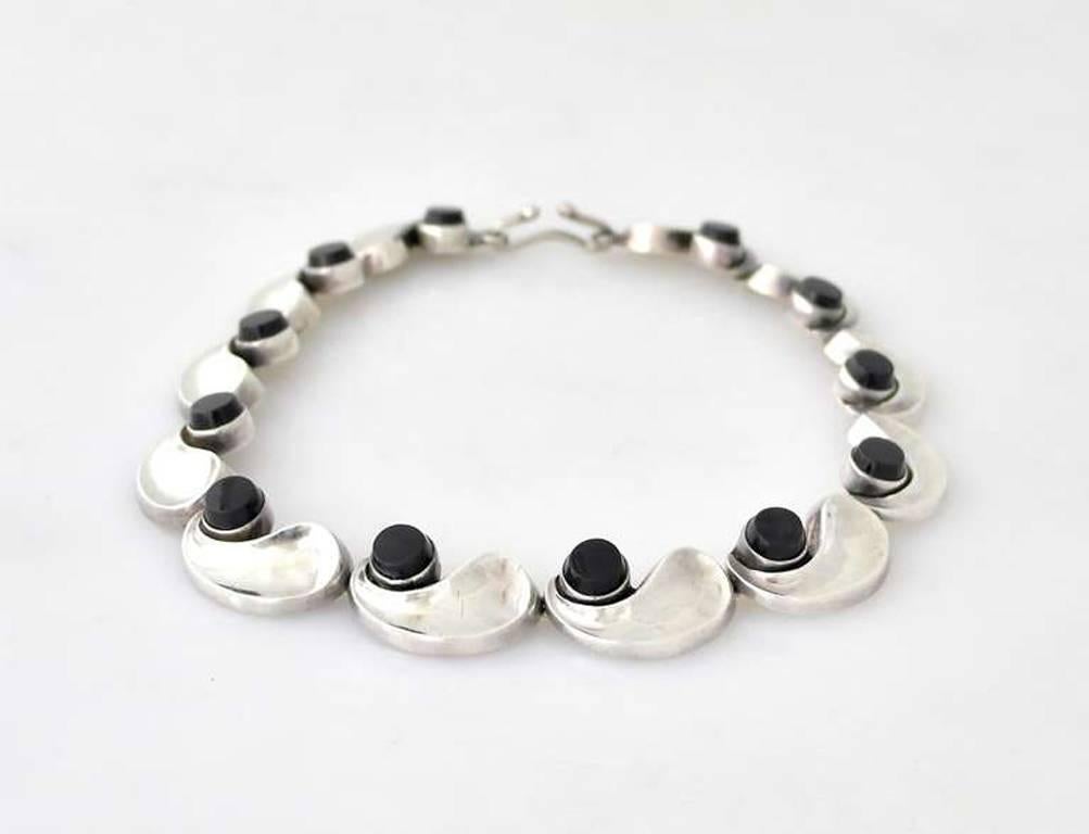 Women's Antonio Pineda .970 Onyx and Silver Necklace For Sale