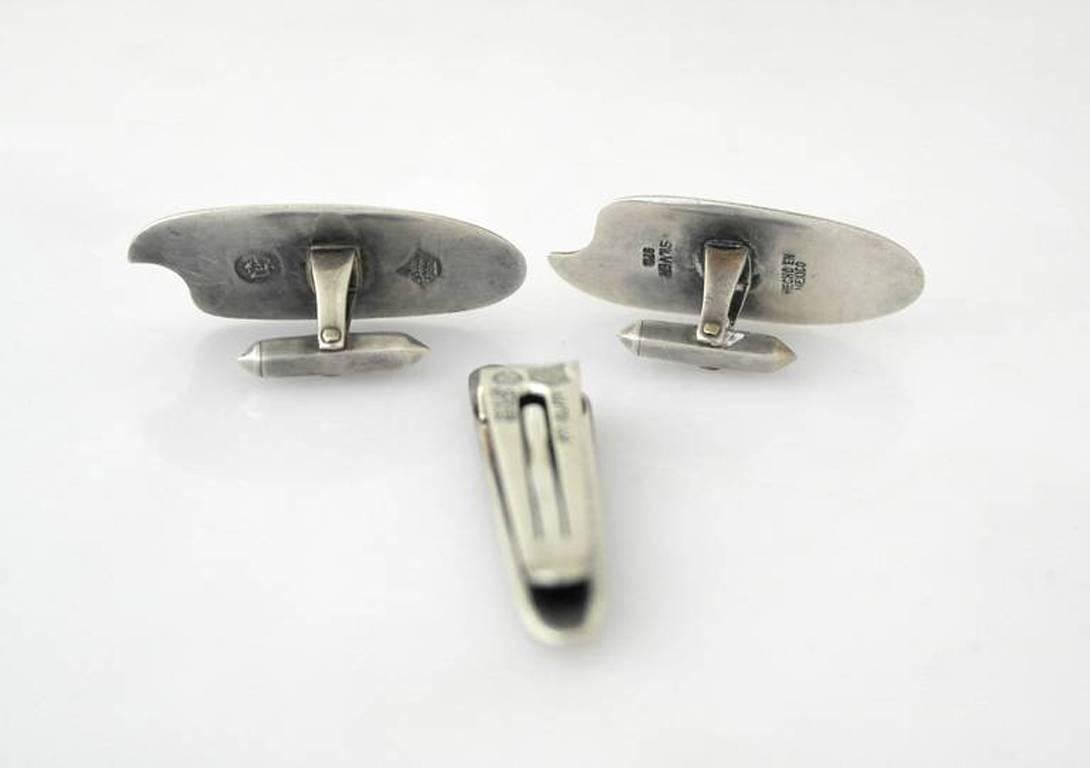 Antonio Pineda Sterling Silver Cufflinks and Tie Clip For Sale 1