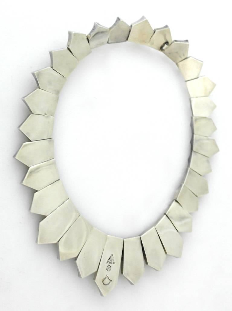 Antonio Pineda .970 Chevron MotifSilver Necklace 1965 - MATCHING BRACELET AVAIL In Excellent Condition For Sale In New York, NY