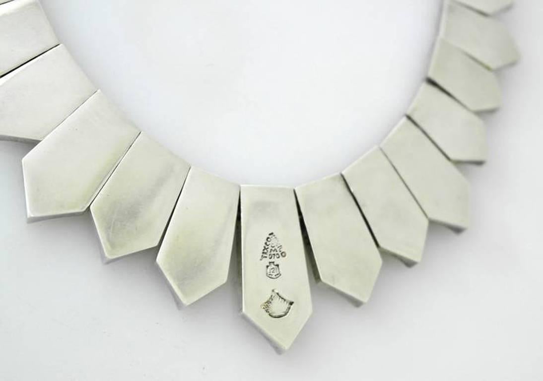 Antonio Pineda .970 Chevron MotifSilver Necklace 1965 - MATCHING BRACELET AVAIL For Sale 3