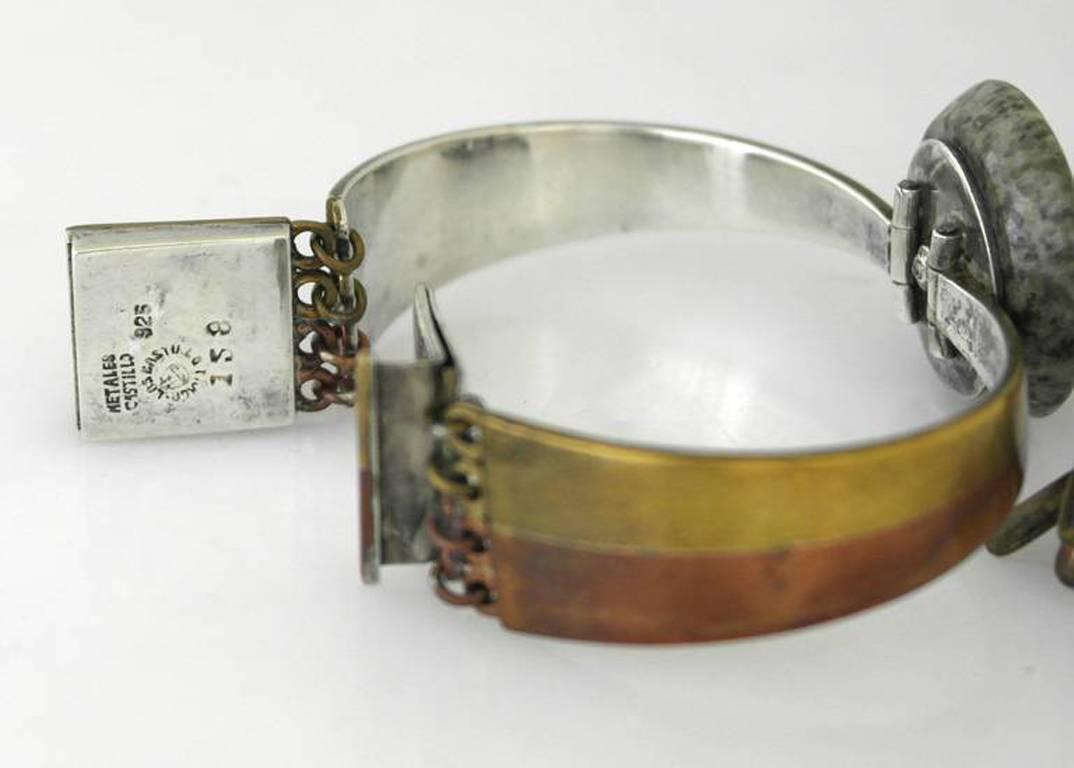 Los Castillo Sterling Silver Married Metals Tribal Bracelet For Sale 5