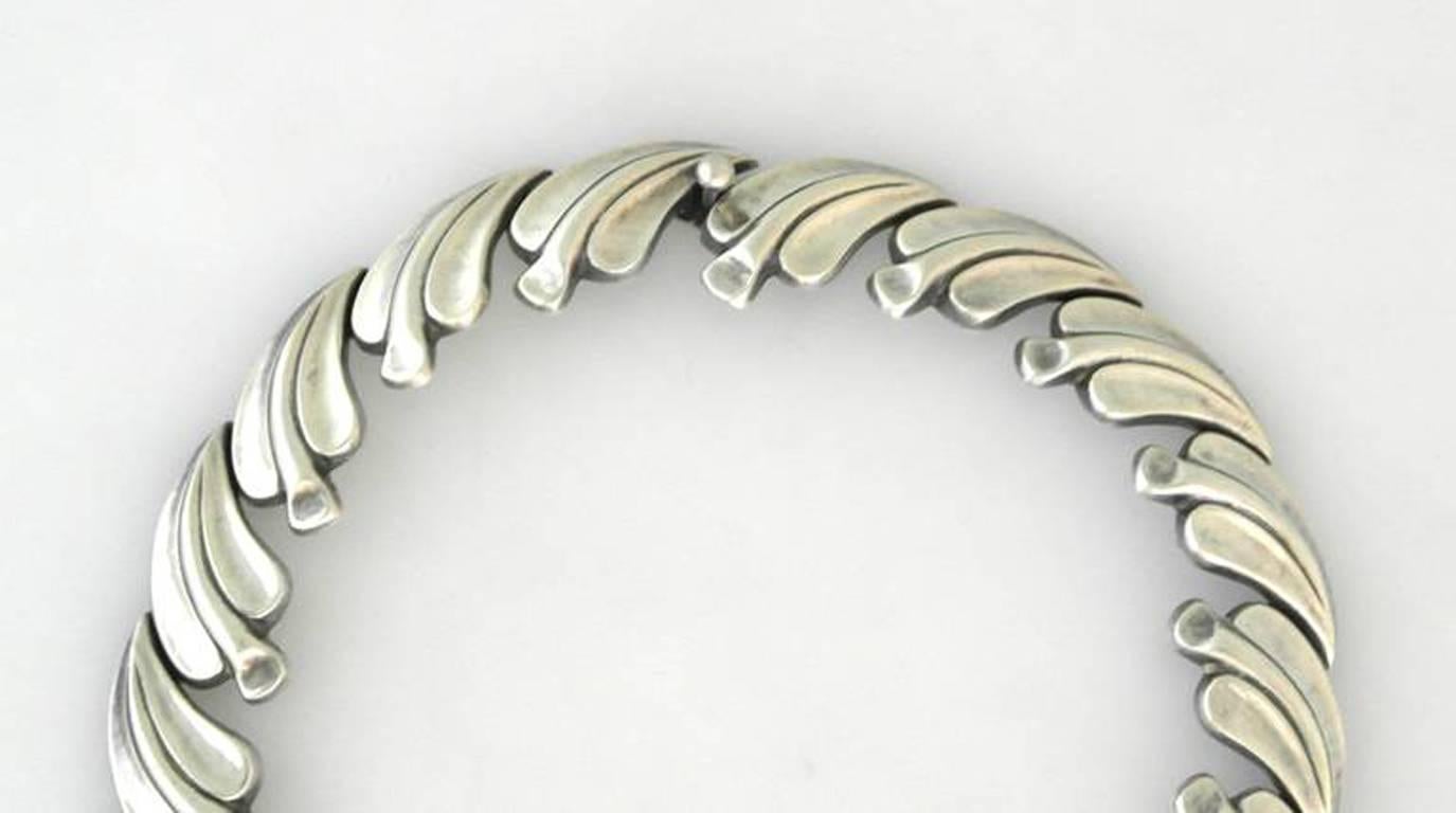 SUPERB Antonio Pineda .970 Silver Leaf Motif Necklace 1960  For Sale 2