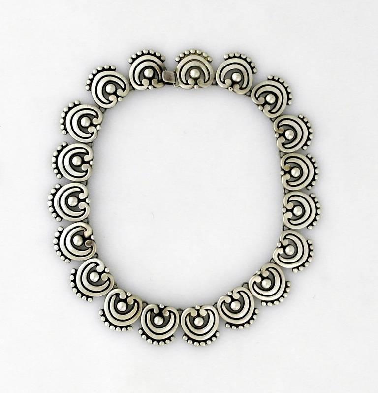 Antonio Pineda .970 Silver Jadite Necklace 1960 For Sale 1