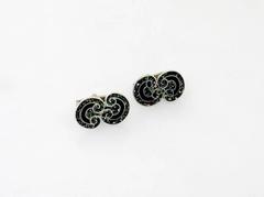 Margot De Taxco Enamel Sterling Silver Confetti Enamel Cufflinks 1950