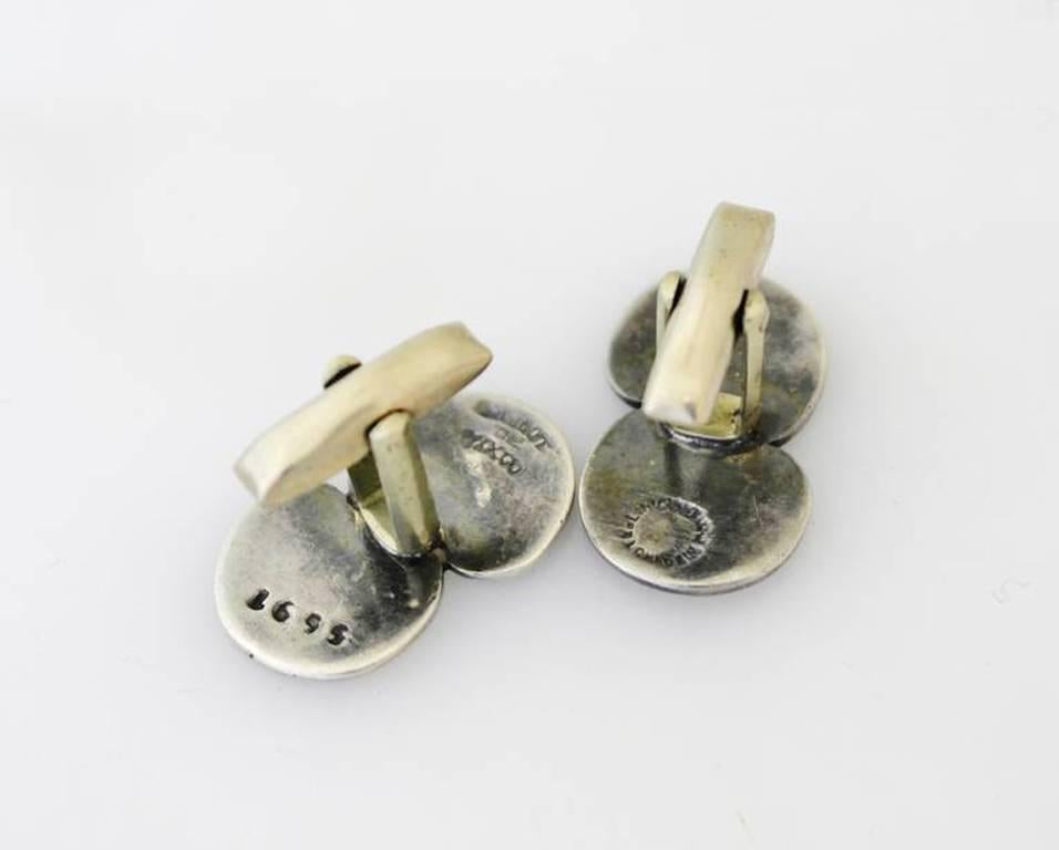 Margot De Taxco Enamel Sterling Silver Confetti Enamel Cufflinks 1950 For Sale 2