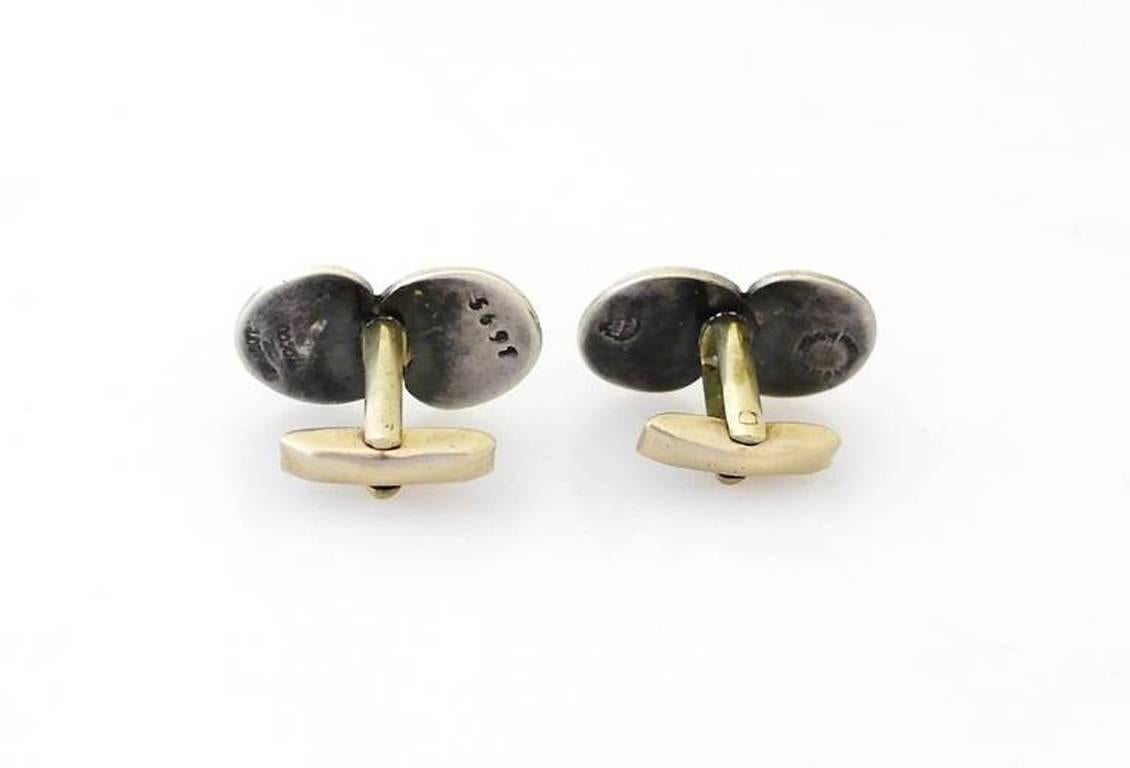 Margot De Taxco Enamel Sterling Silver Confetti Enamel Cufflinks 1950 In Excellent Condition For Sale In New York, NY