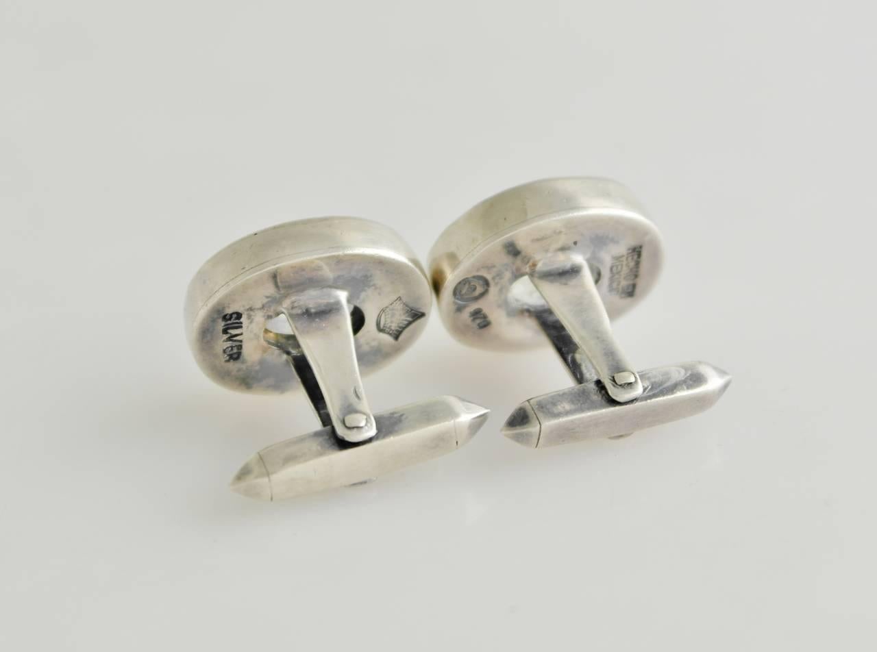 Antonio Pineda .970 Silver & Moonstone Cufflinks 1960 For Sale 1