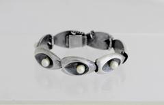 Antonio Pineda .970 Silver and Pearls Bracelet