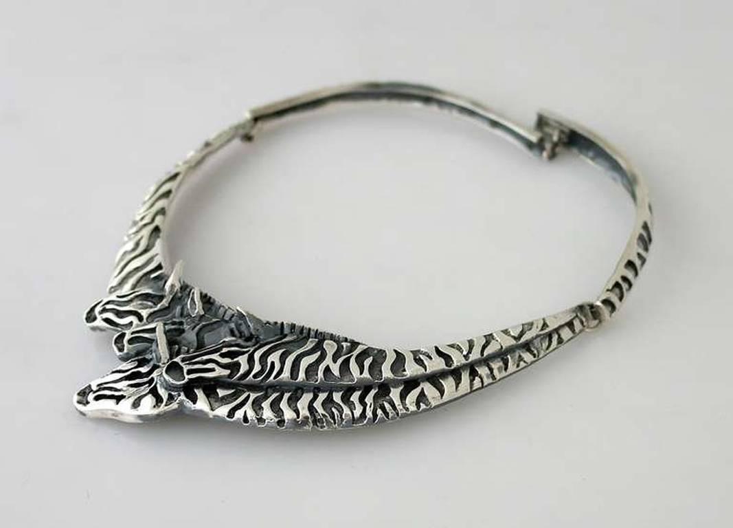 SUPERB Emilia Castillo Sterling Silver Exotic Zebras Motif Necklace 1990 1