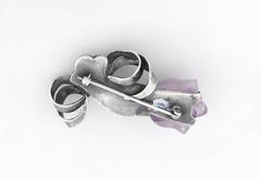 William Spratling Sterling Silver Hand Motif Amethyst Tulip Pin
