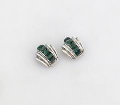 Pair of Antonio Pineda .970 Silver Modernist Pins RARE JADE STONE 1955