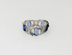 Los Castillo Sterling Silver & Glass Cabochons Bracelet