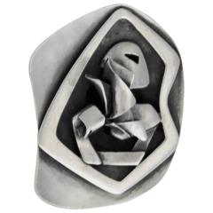 Salvador Teran Sterling Silver Brutalist Pin