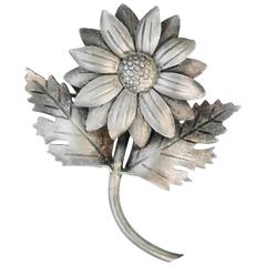 Retro Janna Thomas Sterling Silver Hand Made Flower Pin