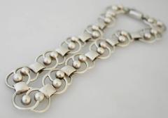 Early Hector Aguilar Sterling Silver Necklace 1955 Circular Link Motif